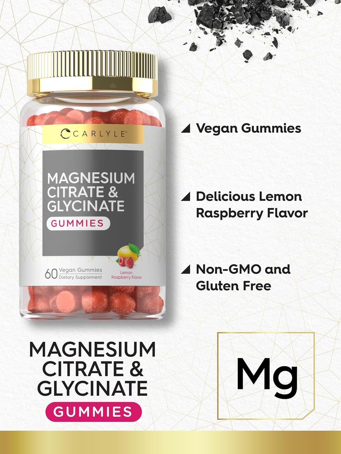 Magnesium Citrate Supplement Gummies | 960Mg | 60 Count | Lemon Raspberry Flavor | Vegan for Women and Men | Non-Gmo & Gluten Free